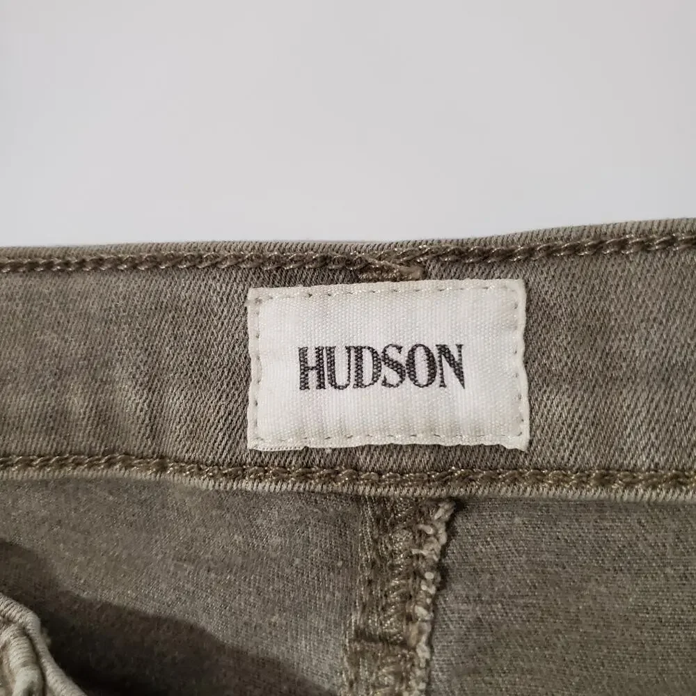 Hudson Krista Super Skinny Olive Army Green Womens Size 27 Antique Wash Mid Rise